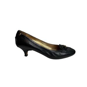 The Original Car Shoe Women's Black Leather Kitten Heel Pumps Size 36.5/6.5